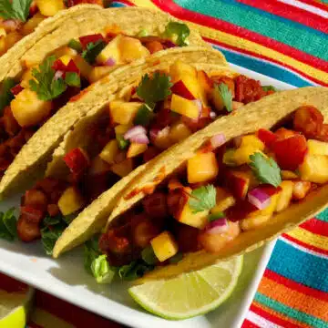 chickpea tacos with lime wedge