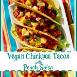 Vegan Chickpea Tacos With Peach Salsa is an easy vegan recipe that's packed with the protein of chickpeas and topped with a lime-scented fresh peach salsa!