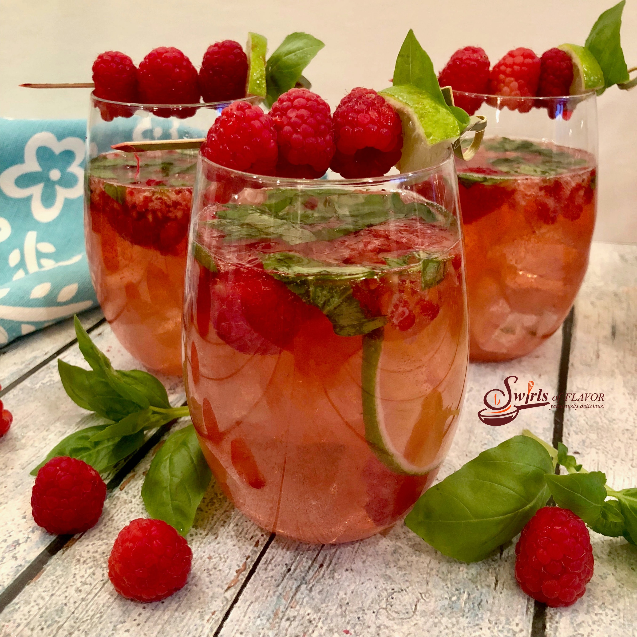 Basil Raspberry Rose Sangria - Swirls of Flavor