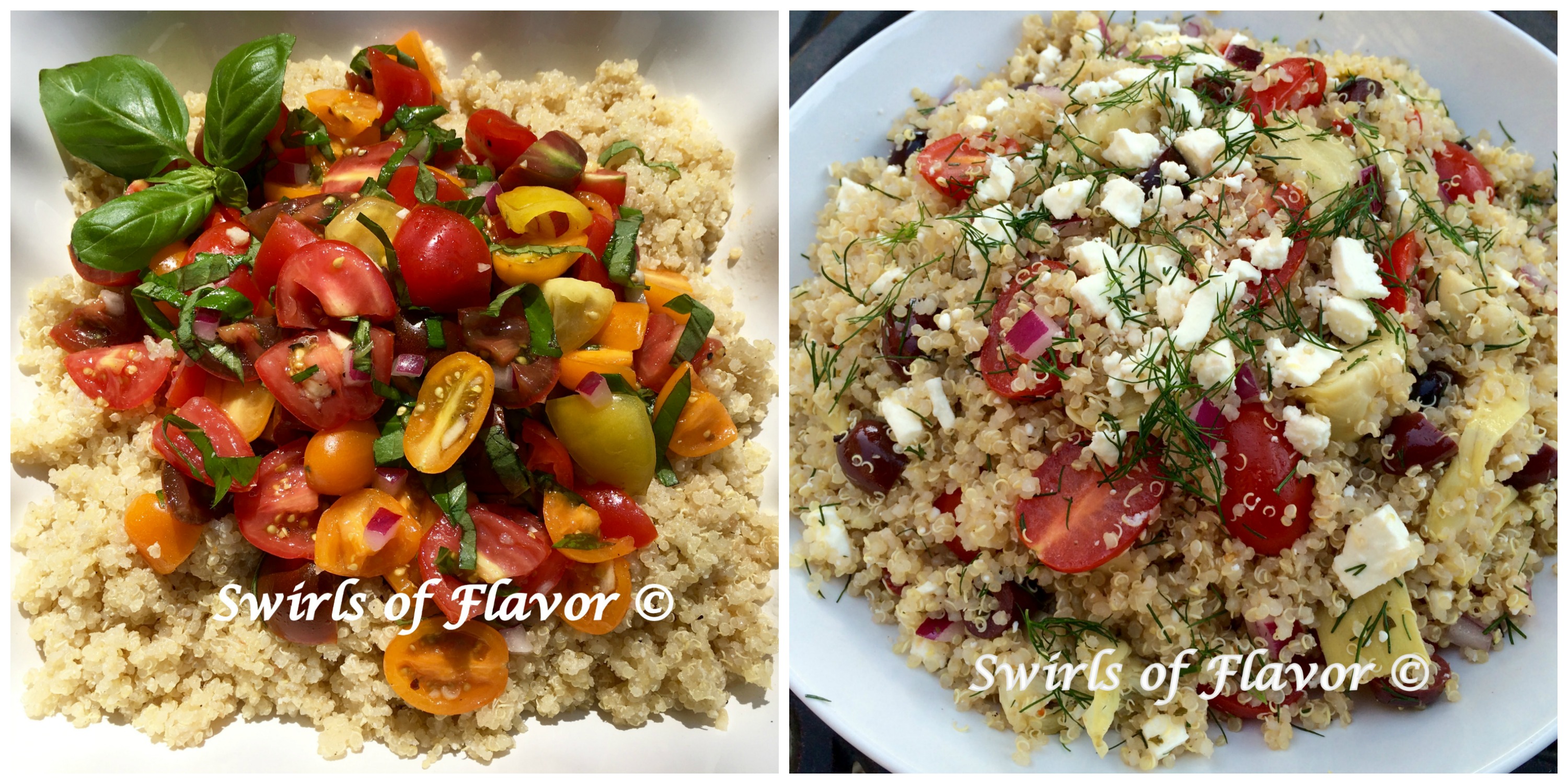 Heirloom Tomato Quinoa and Greek Quinoa