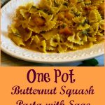 The sweet nutty flavor of butternut squash and fragrant aroma of fresh sage combine with pasta in a light buttery sauce making One Pot Butternut Squash Pasta With Sage your soon-to-be favorite vegetarian one pot dinner. #onepot #pasta #butternutsquash #sage #easyrecipe #dinner #entertaining #meatlessmonday #vegetarian #weeknightdinner #swirlsofflavor