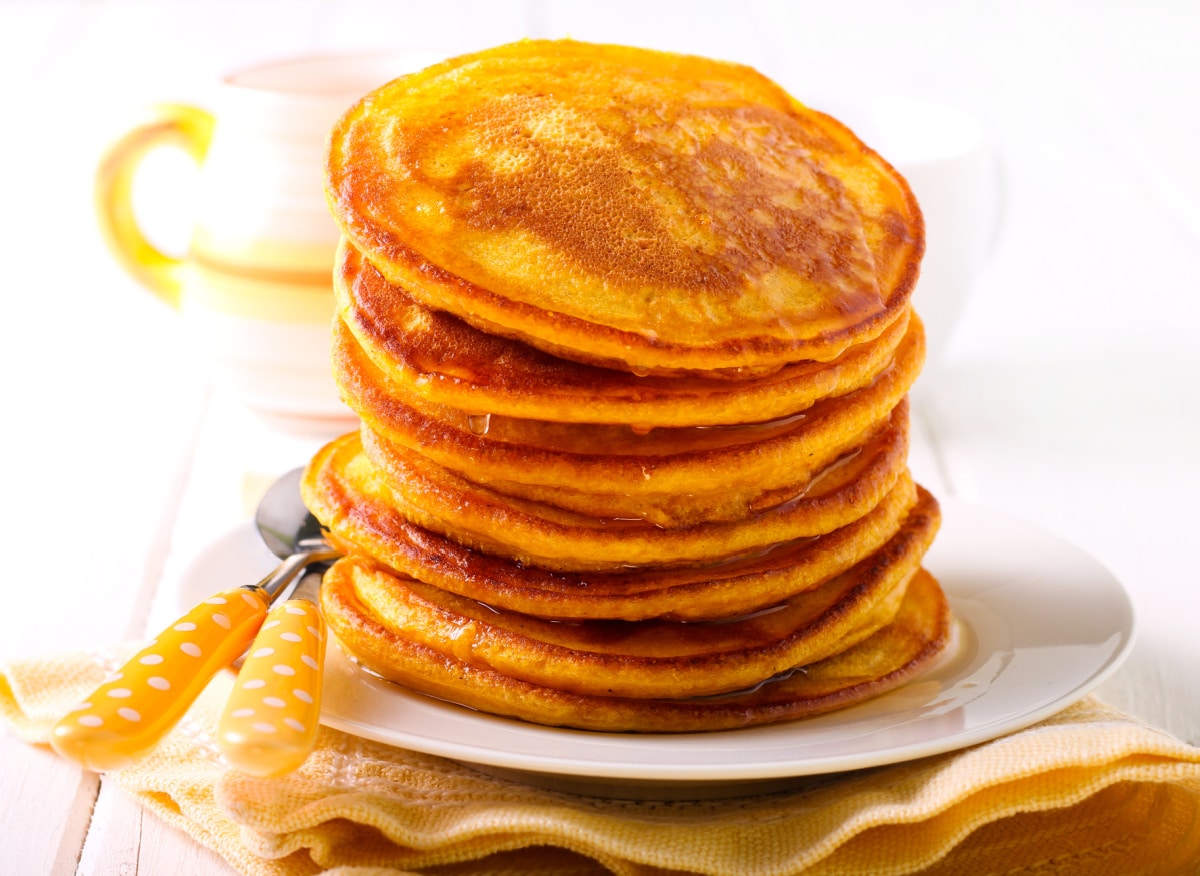 stack pf pumpkin pancakes