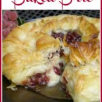 cranberry brie with phyllo dough and text overlay
