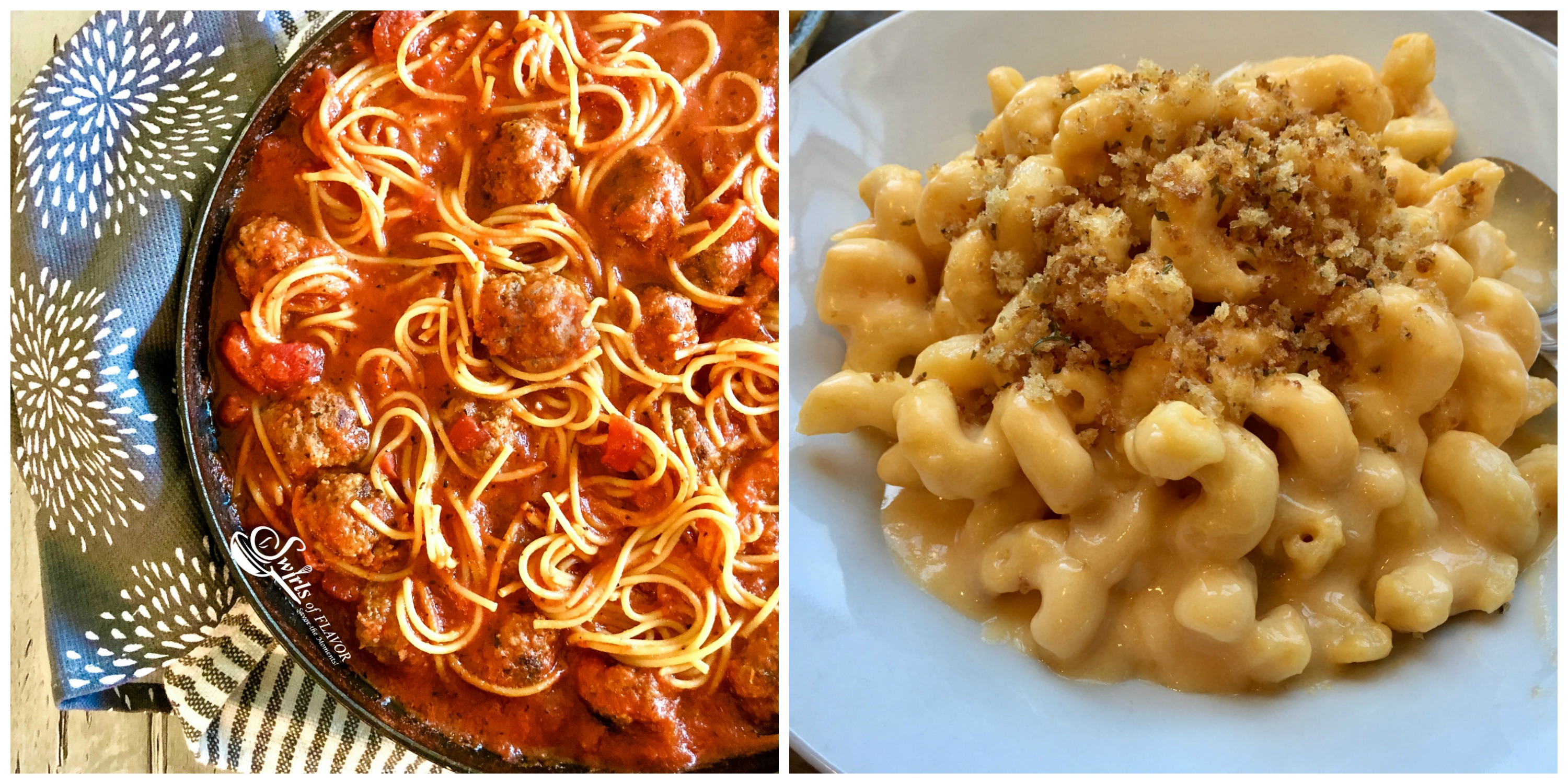 spaghetti and Meatballs and Mac N Cheese