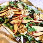 Pomegranate Apple Mixed Greens With Walnut-Crusted Goat Cheese