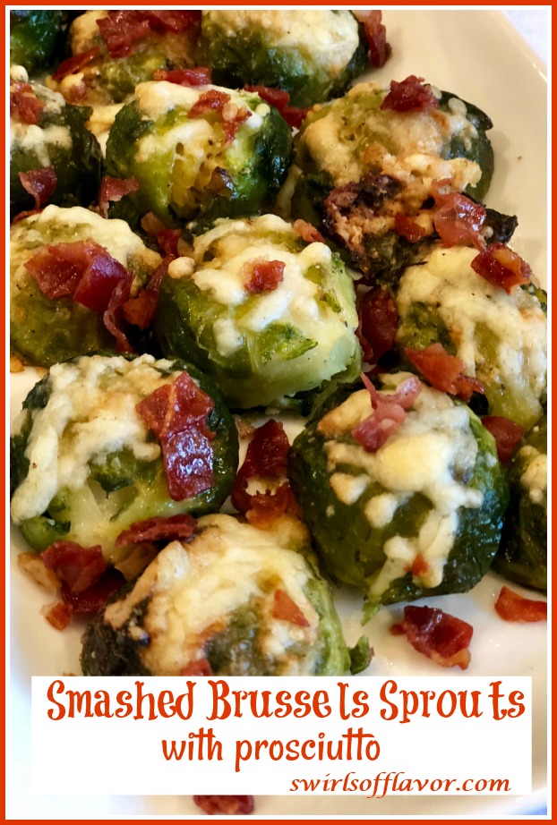 Smashed Brussel Sprouts With Crispy Prosciutto Swirls of Flavor