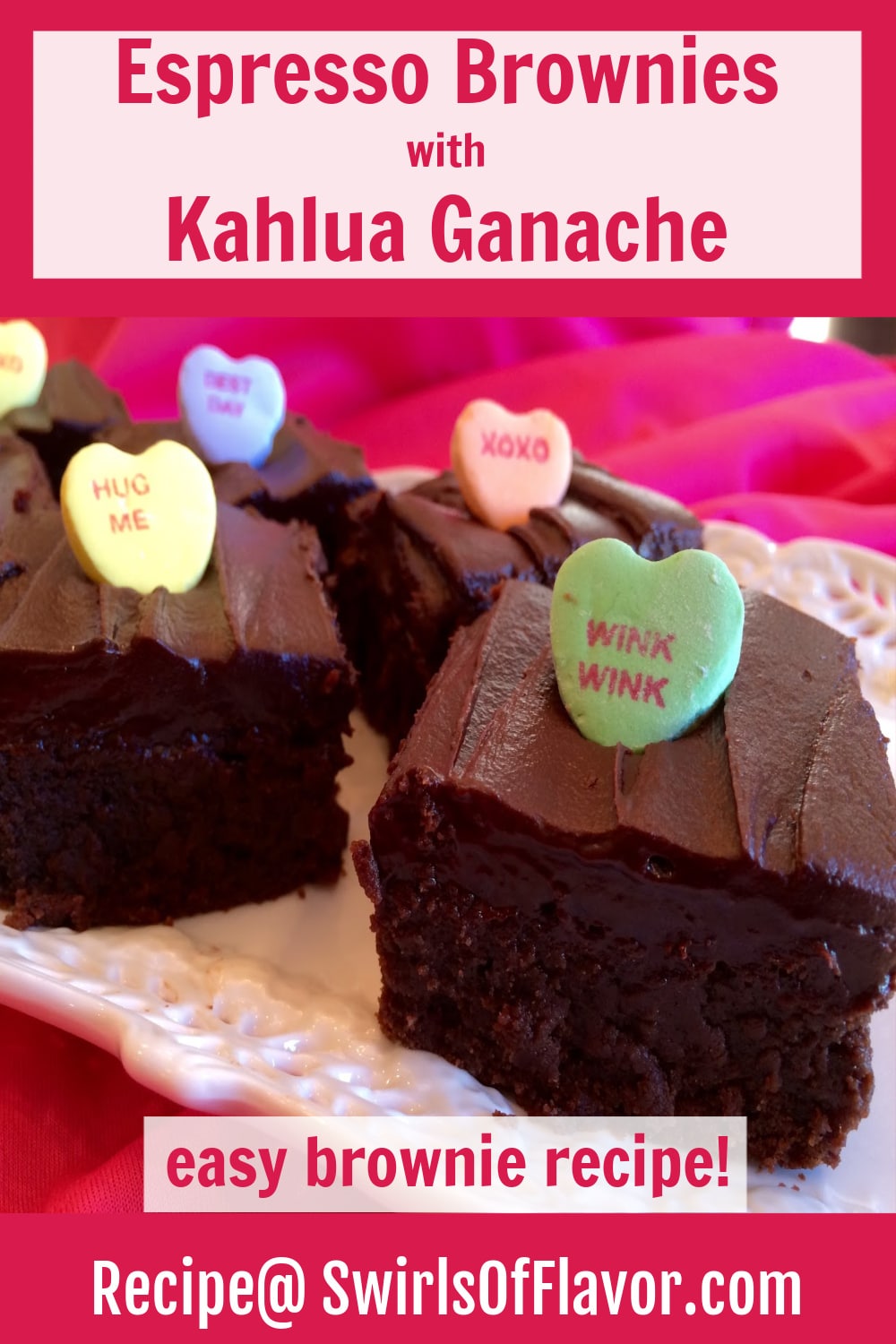 Espresso Brownies with Kahlua Ganache Swirls of Flavor