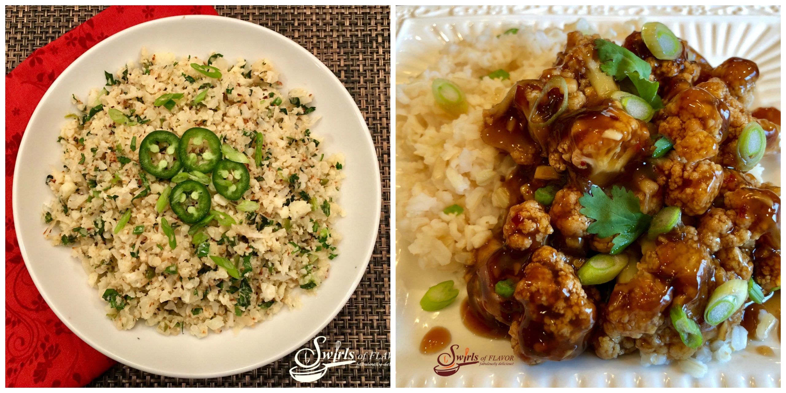 Jalapeno Lime Cauliflower Rice and General Tso's Cauliflower