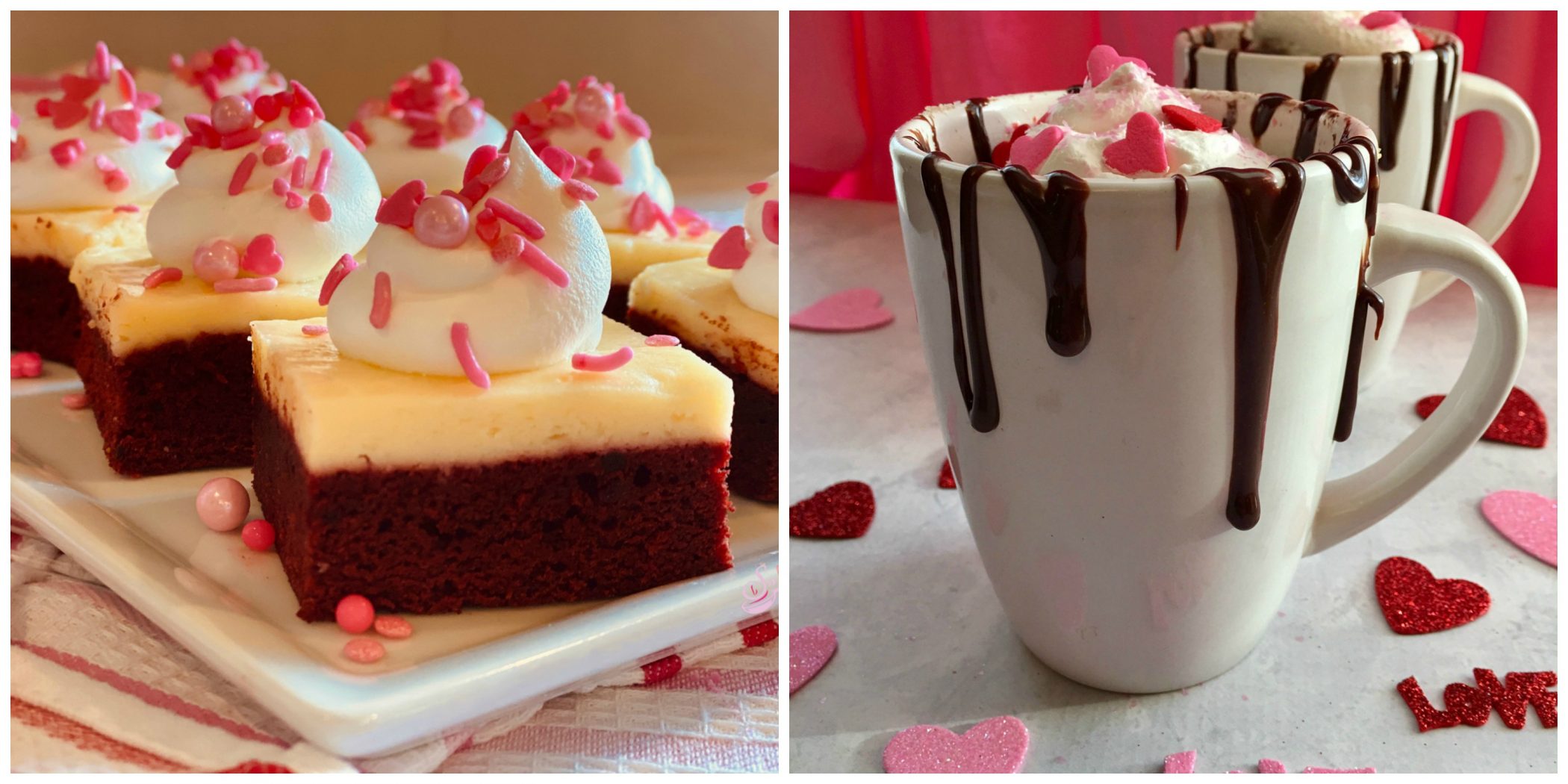 Red Velvet Cheesecake Brownies and Hot Chocolate Mug Cake