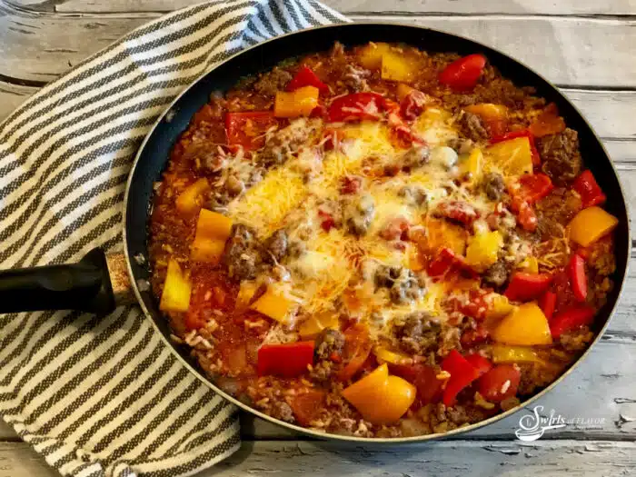 Unstuffed Peppers in skillet