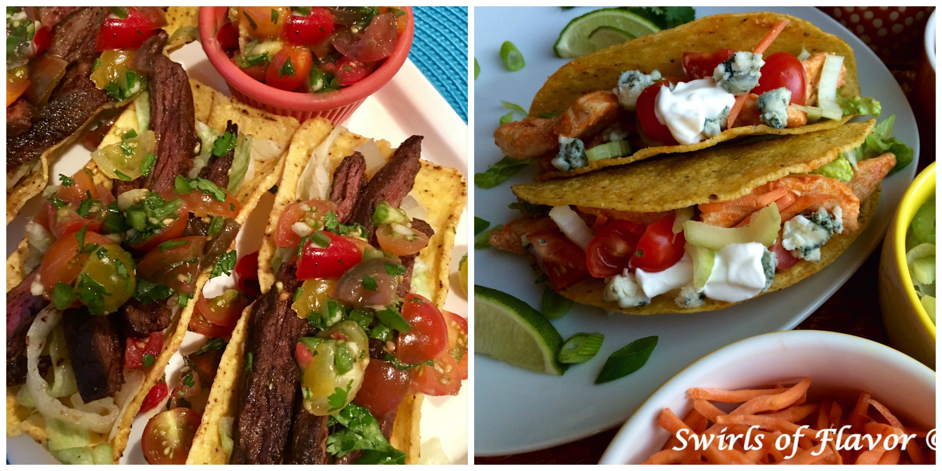 Steak Tacos and Buffalo Chicken Tacos