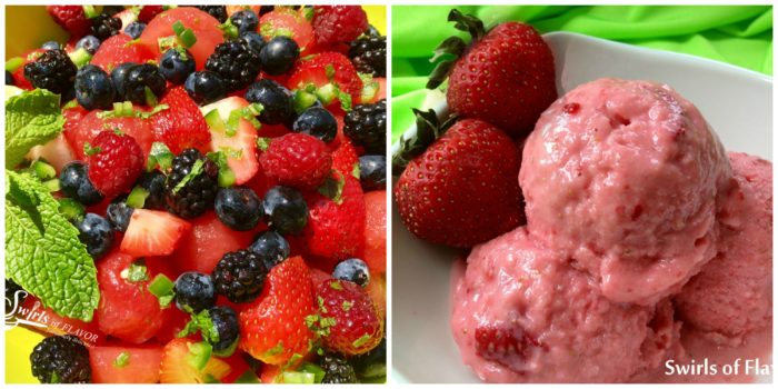 Summer Fruit Salad and Strawberry Frozen Yogurt