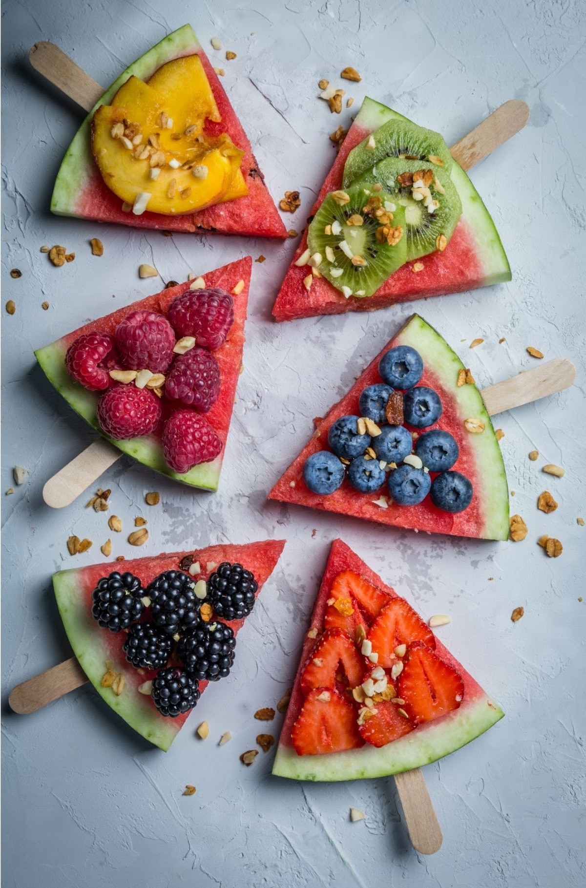 watermelon pops with fruit toppings