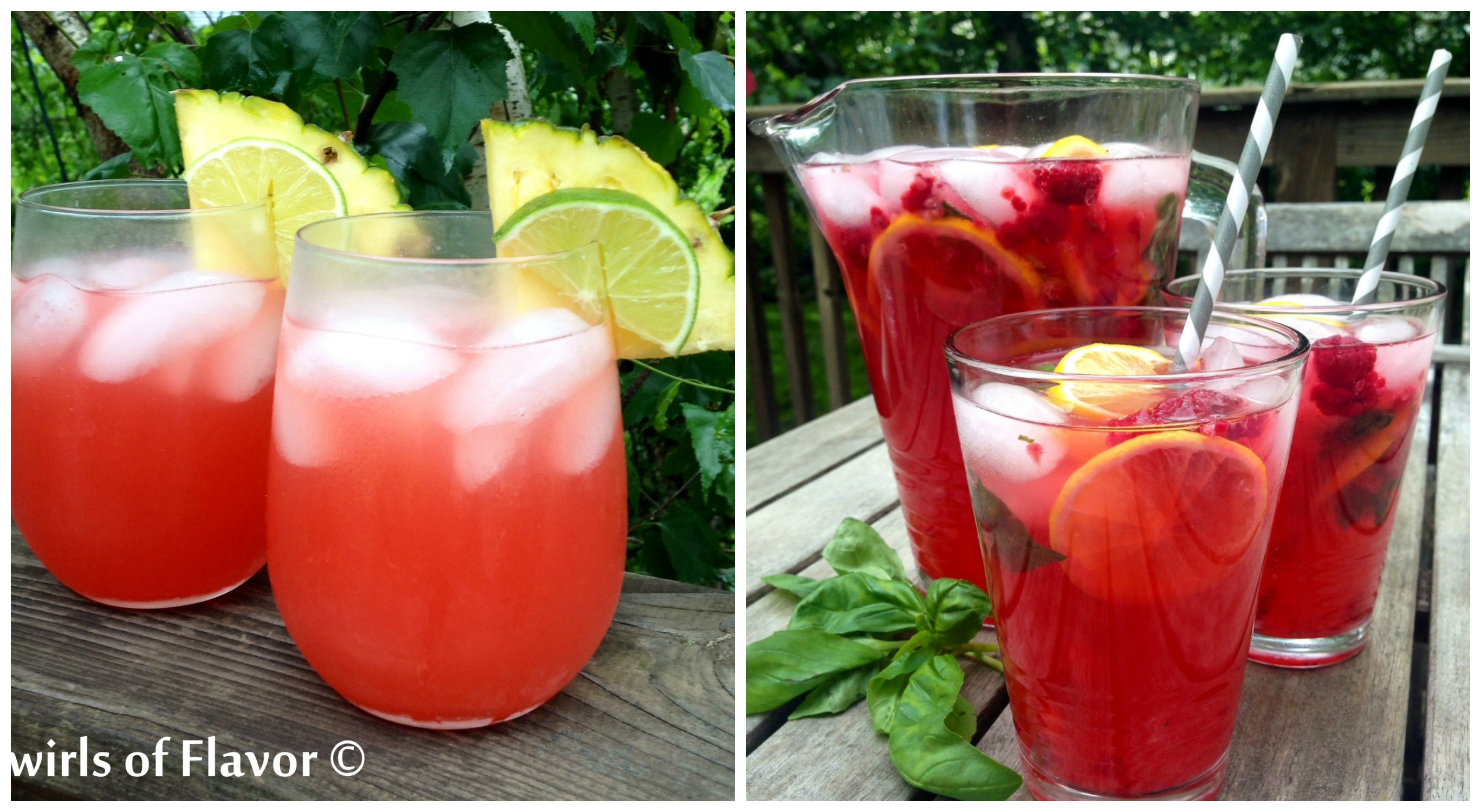 Caribbean Sunset Cocktail and Raspberry Basil lemonade Punch