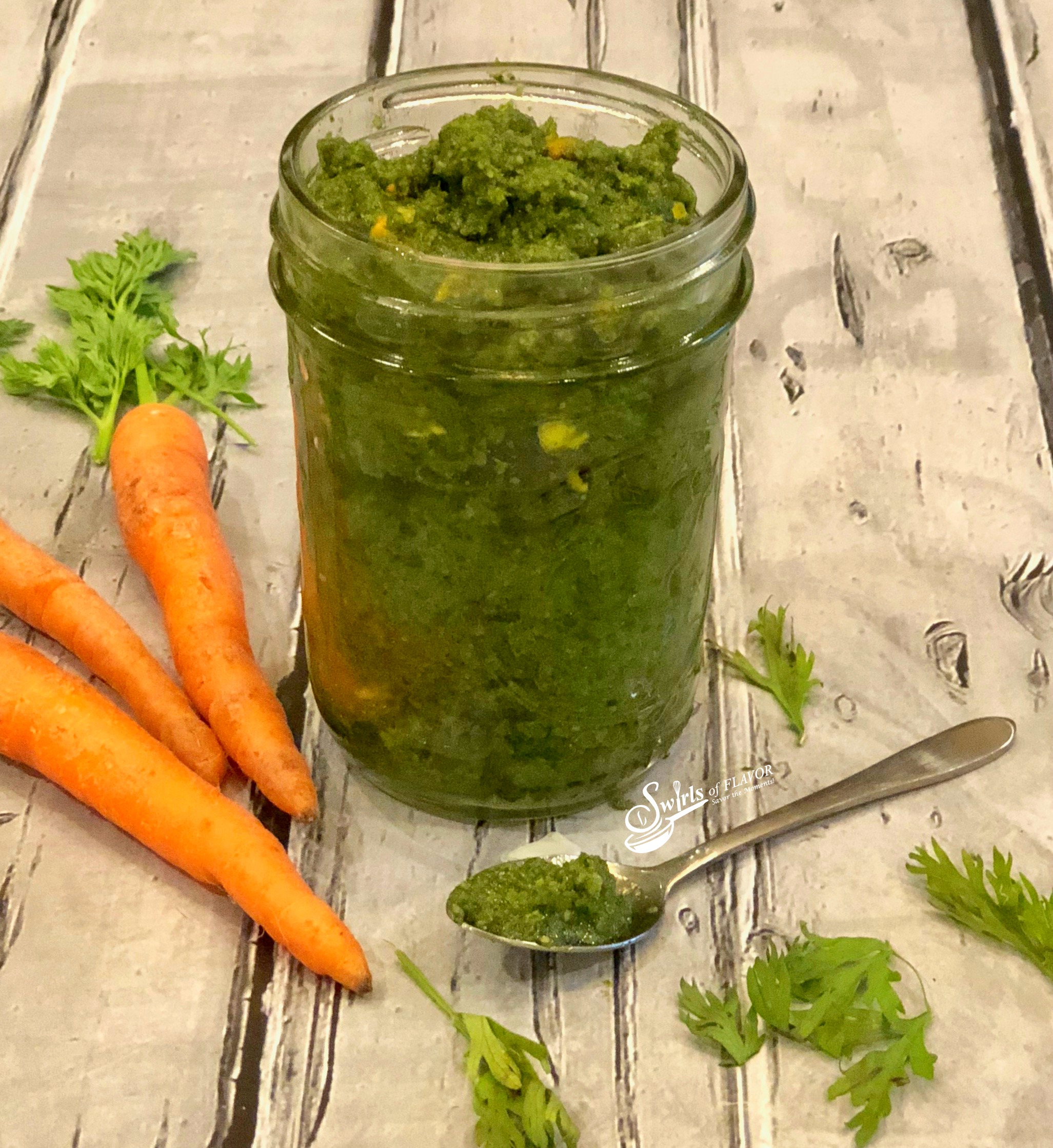 Carrot Top Pesto and carrots