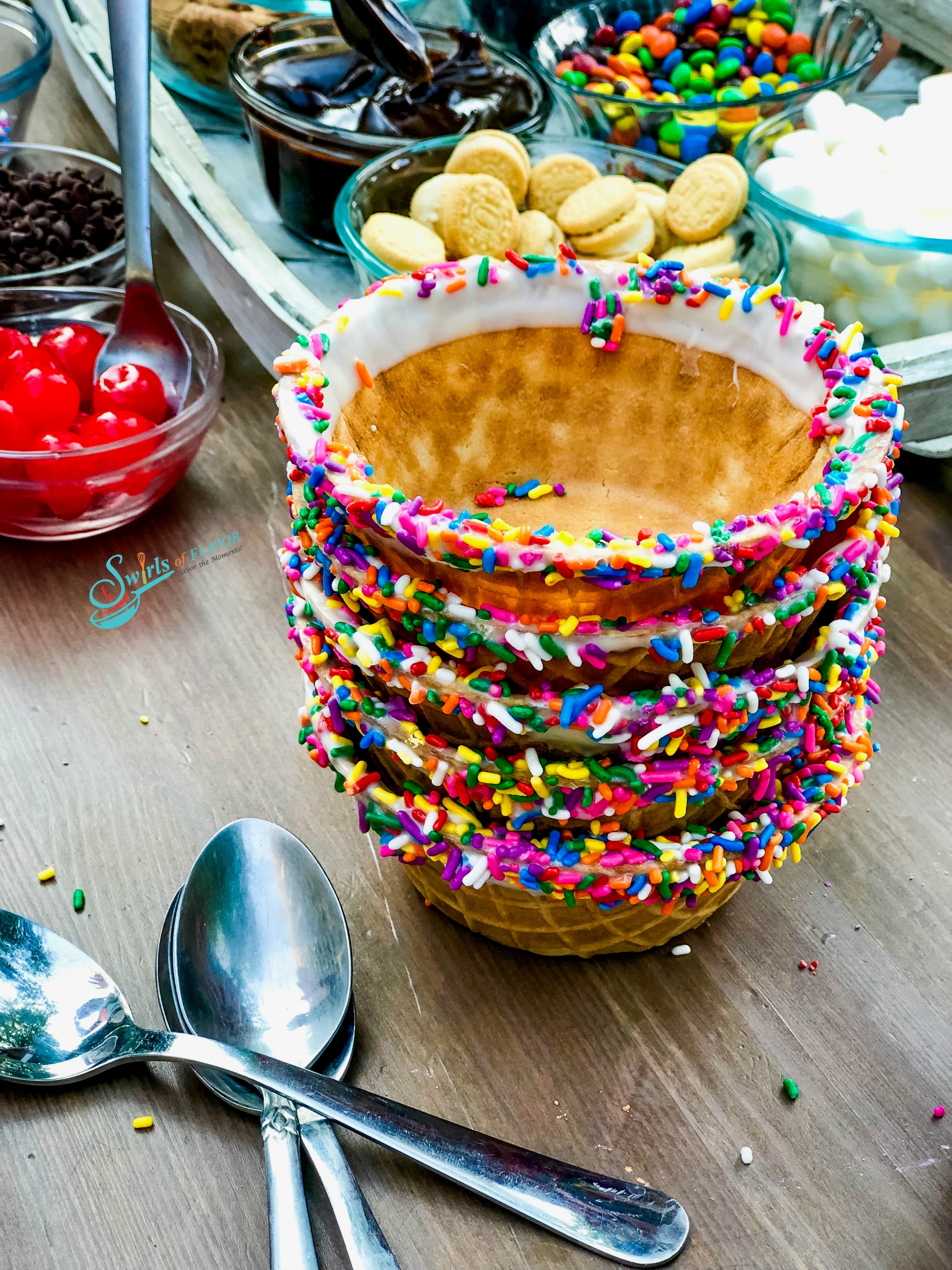 Rainbow waffle cups