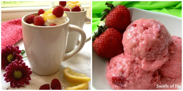 Raspberry Mug Cake and Strawberry Frozen Yogurt