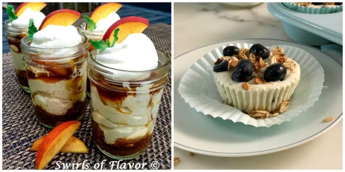 Peach Cheesecake Mousse and Blueberry Granola cups