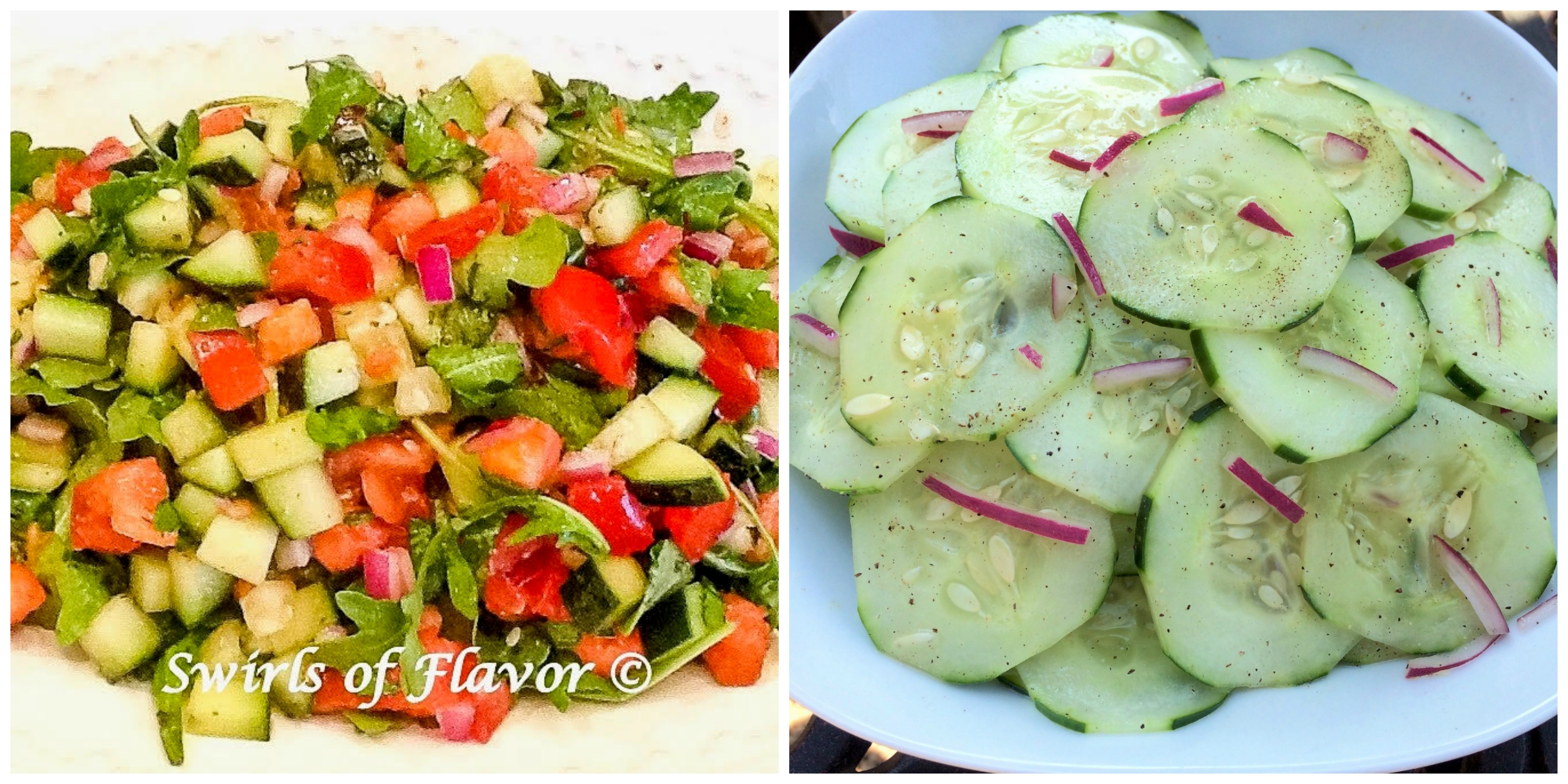 Chopped Arugula Salad and Cucumber Salad