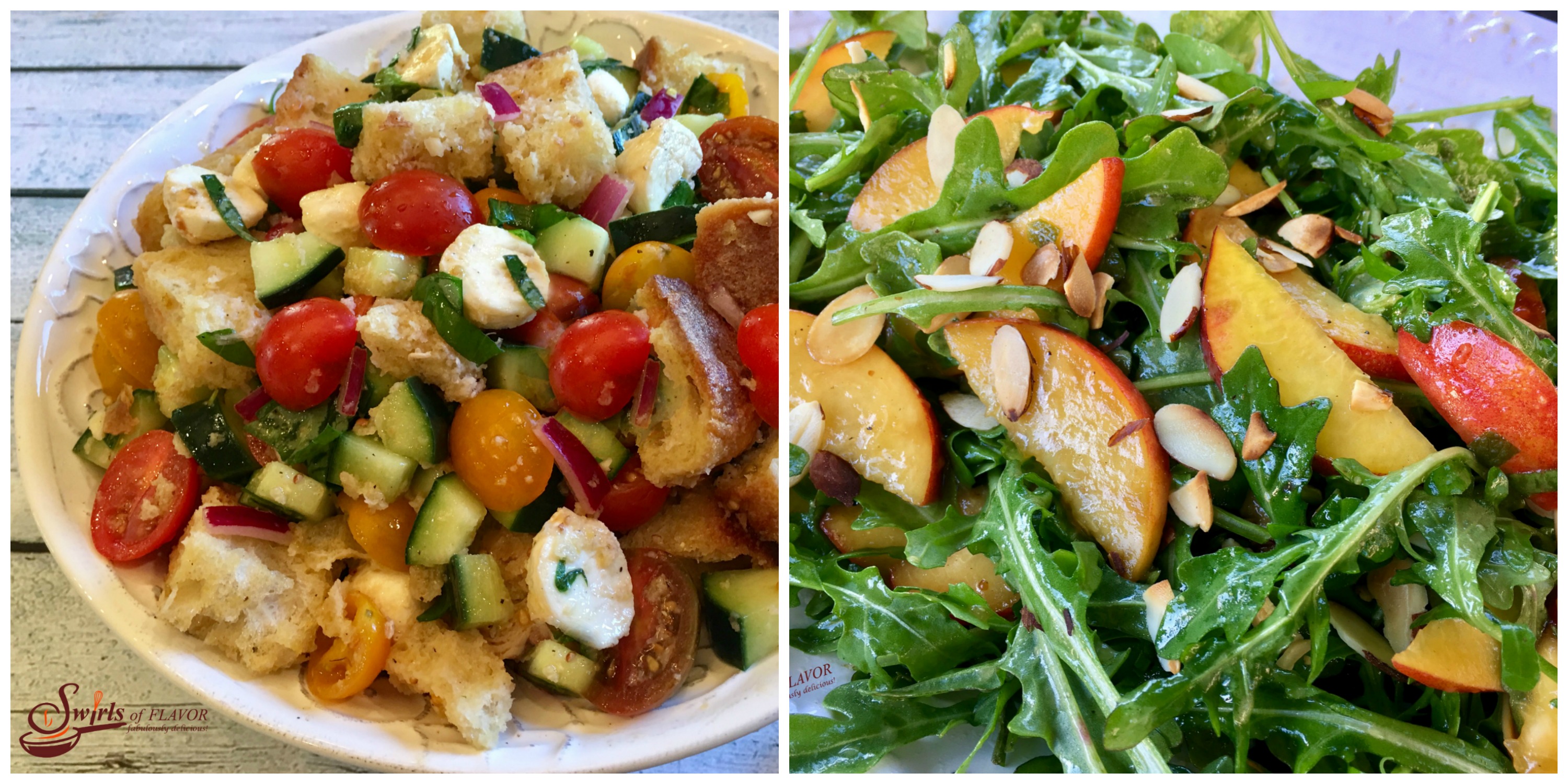 Panzanella and Peach Arugula Salad