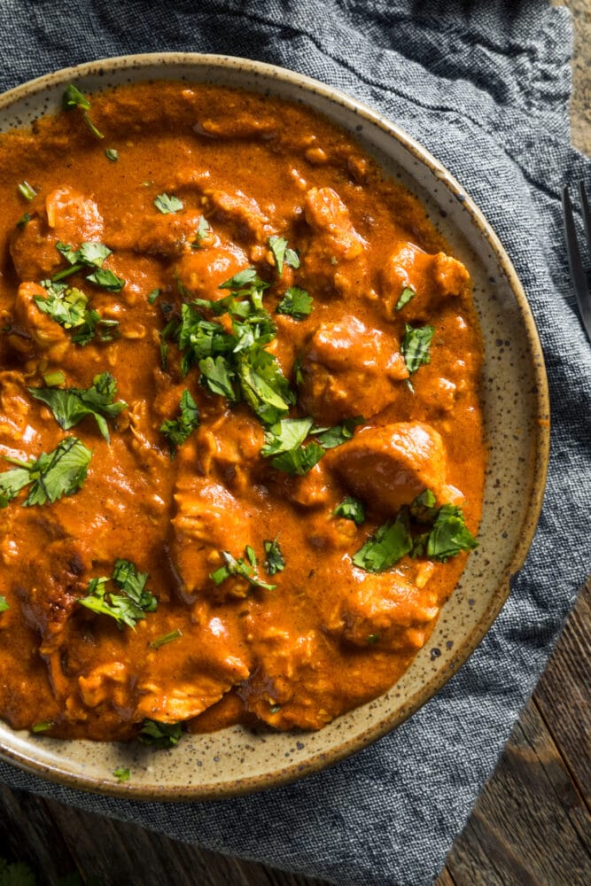 Indian butter chicken with cilantro