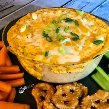 Buffalo chicken dip with dippers