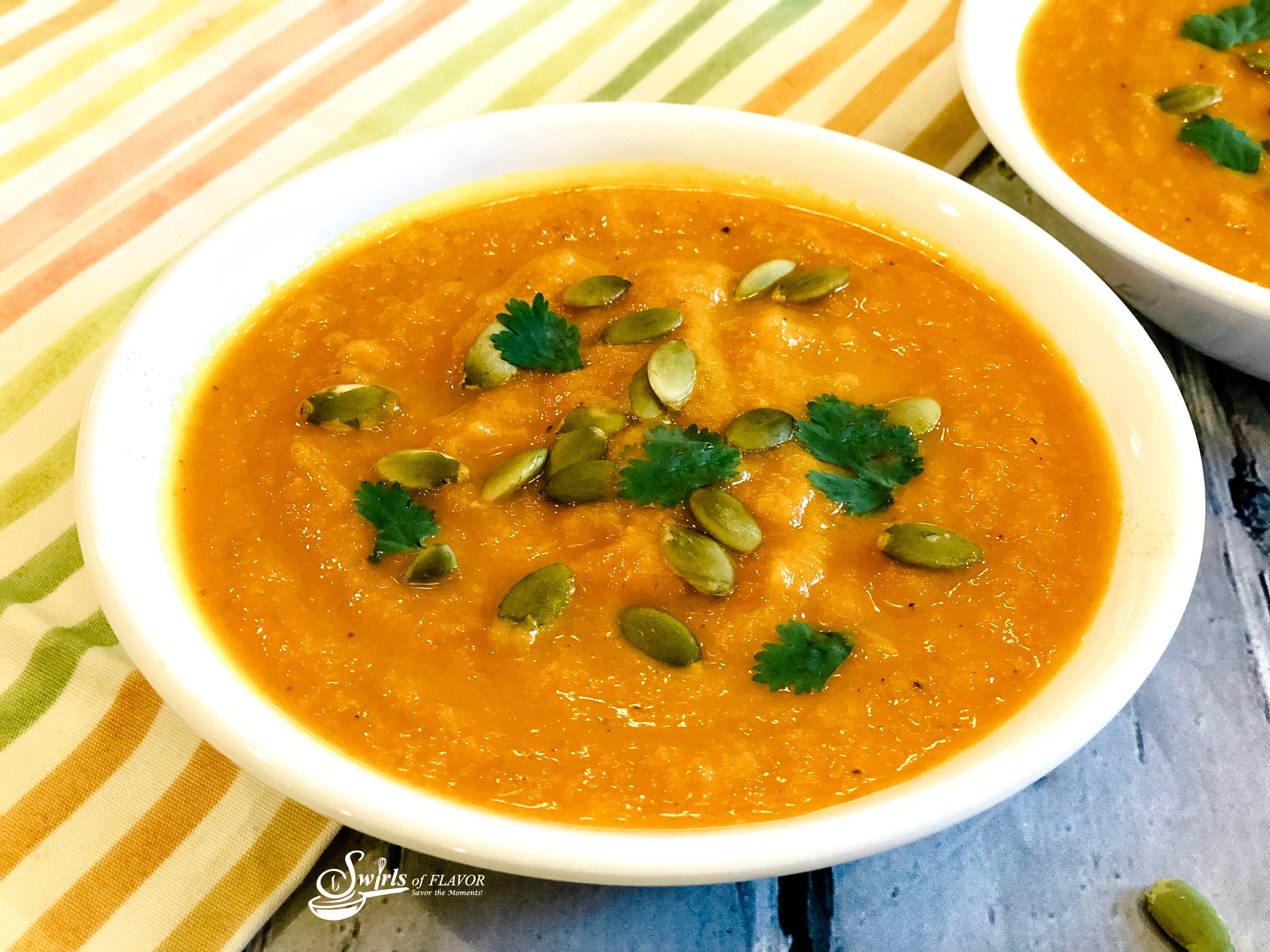 ginger carrot soup in a bowl
