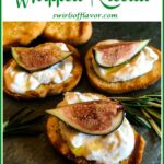 ricotta dip with fresh figs on crostini with text overlay