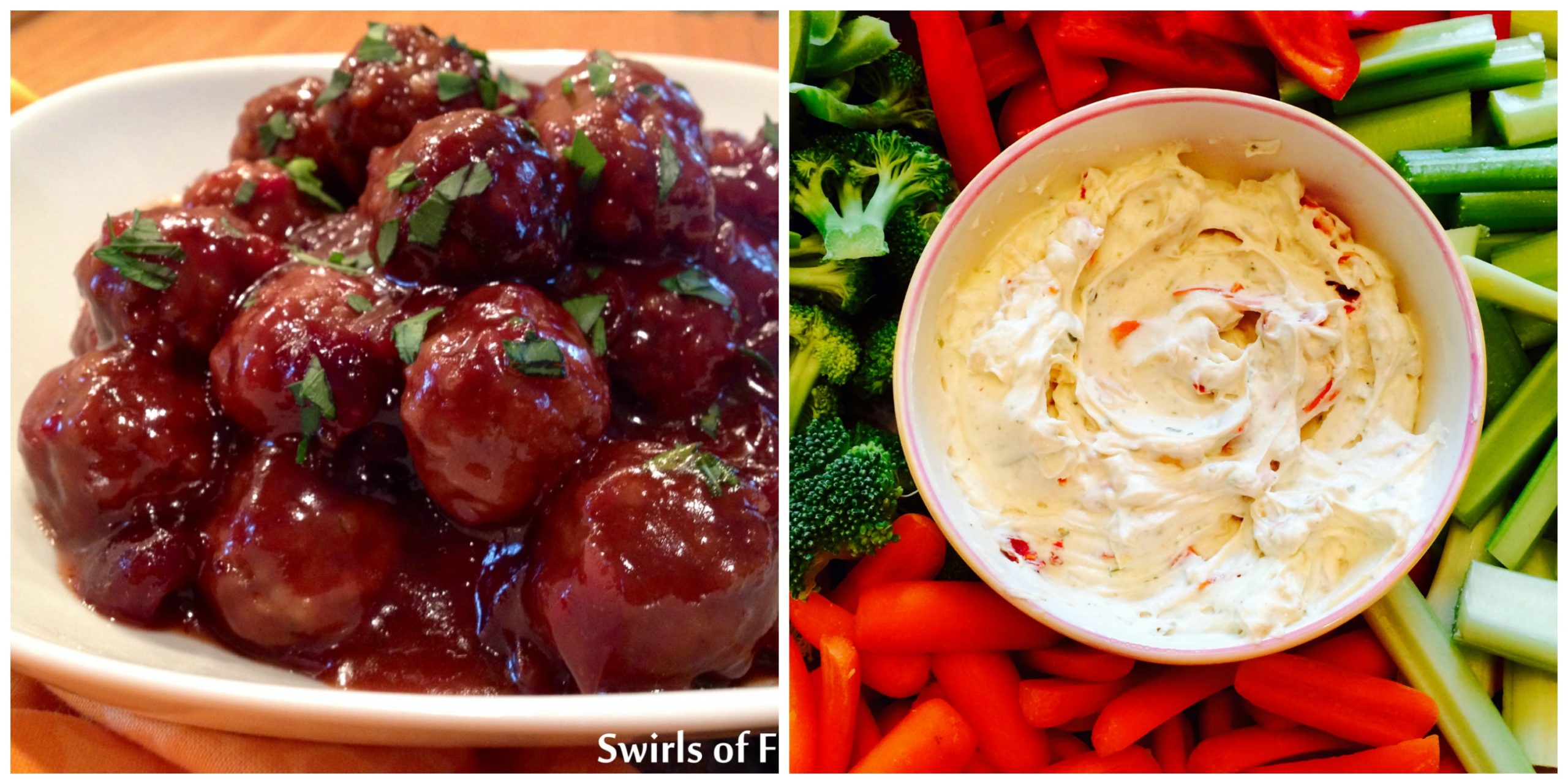 Sweet and Sour Meatballs and Vegetable Ranch Dip
