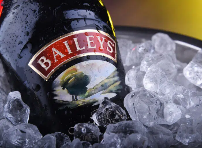 bottle of Baileys on ice