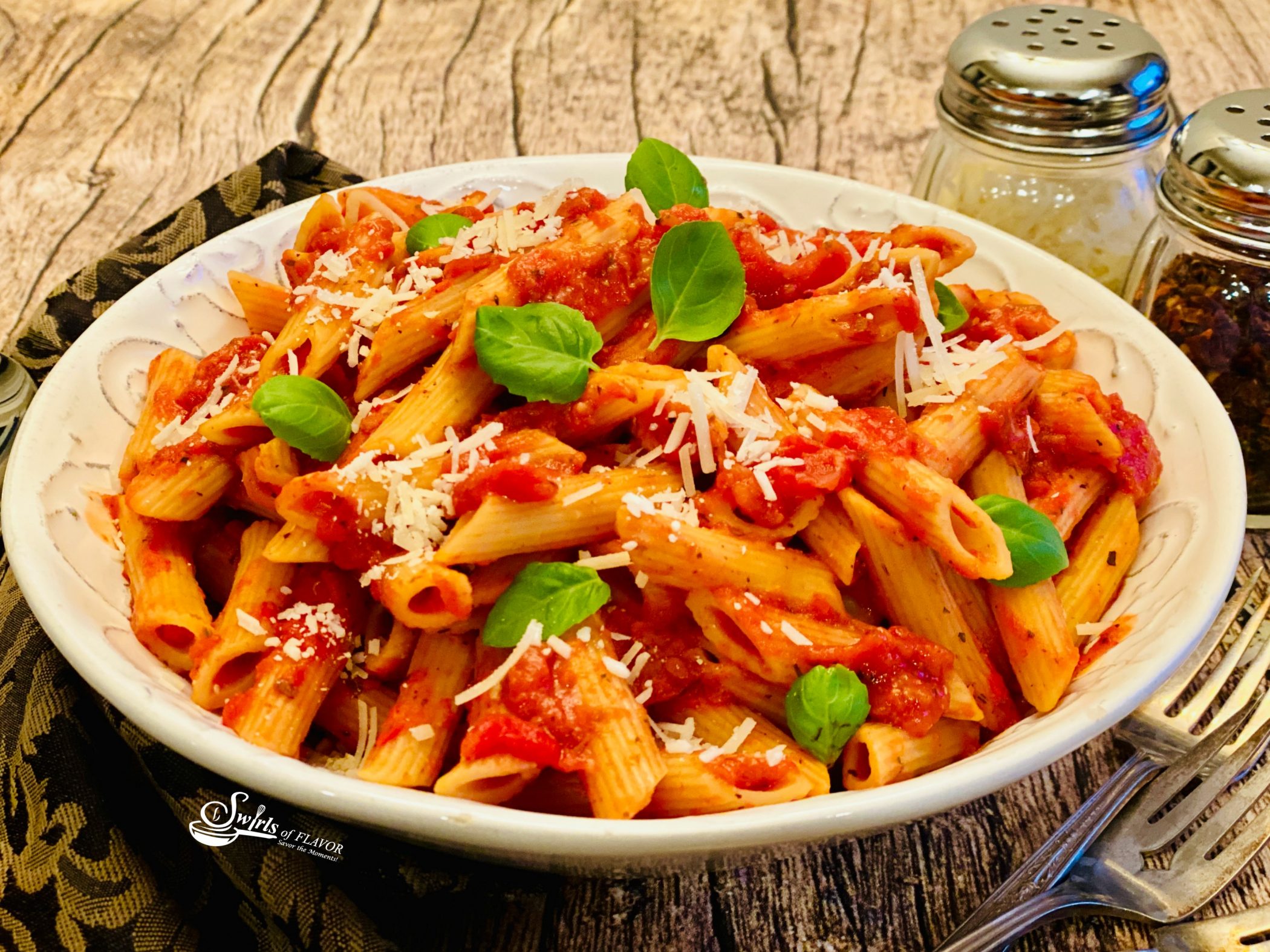 Penne pasta in bowl