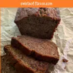 banana bread with slices and text overlay