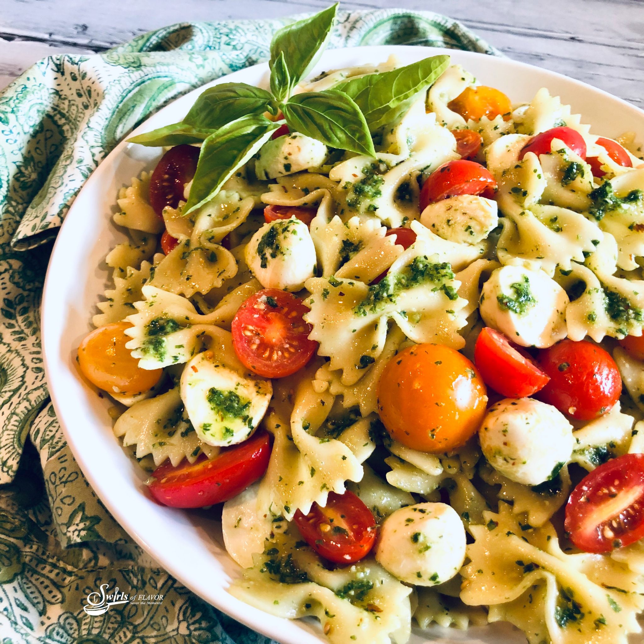 Caprese Pasta Salad Swirls of Flavor