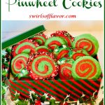 holiday spiral cookies with text overlay