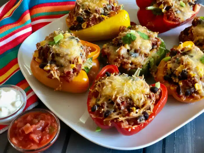 stuffed peppers on a platter