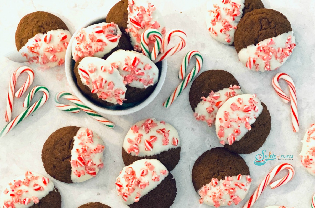 peppermint chocolate cookies with candy canes