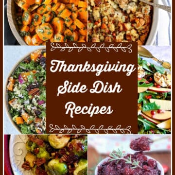 six Thanksgiving side dish recipes and text overlay