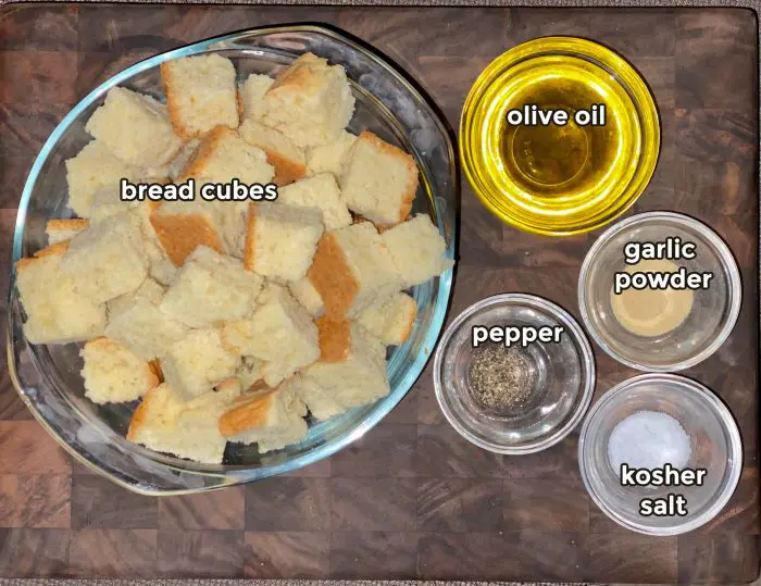 ingredients to make homemade croutons