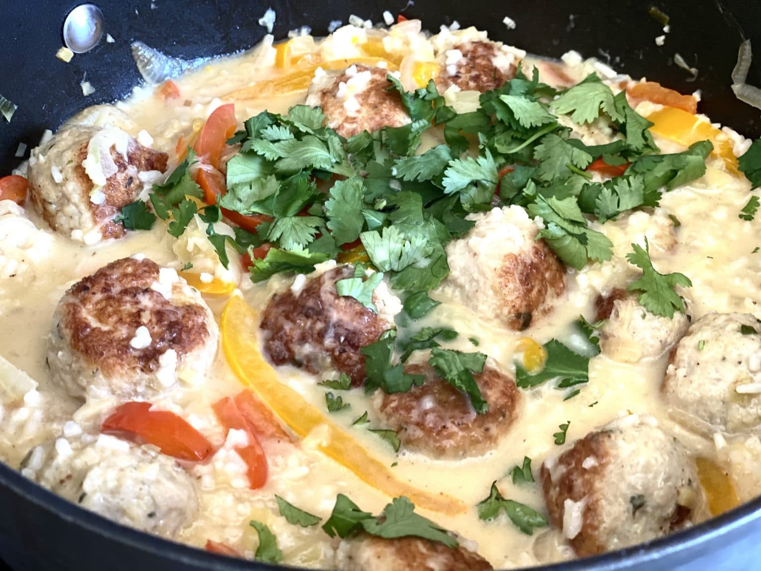 One Pot Chicken Meatballs Recipe With Jasmine Rice Swirls of Flavor