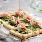 Asparagus Puff Pastry Tart With Proscuitto And Pesto