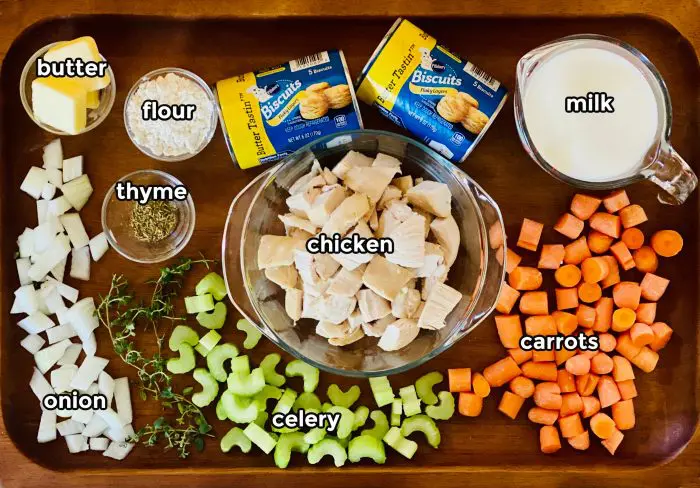 inredients for making a chicken pot pie