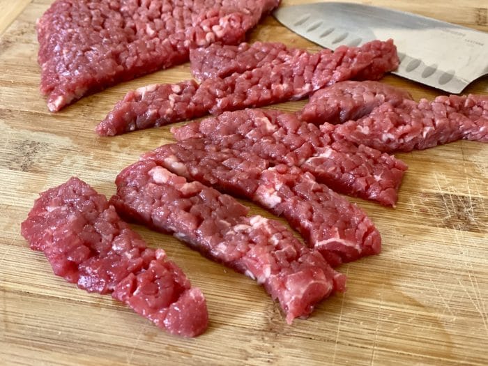 cube steak cut into strips for finger steaks