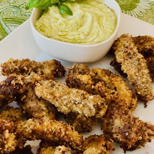 Parmesan Finger Steaks With Pesto Dipping Sauce Swirls of Flavor