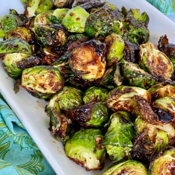 air fryer brussels sprouts on white dish