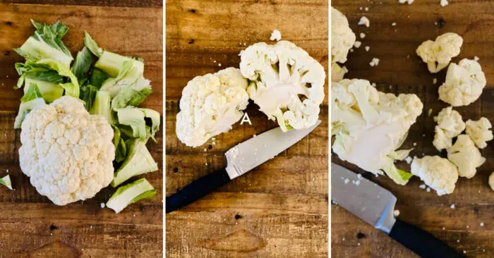 step by step how to cut cauliflower