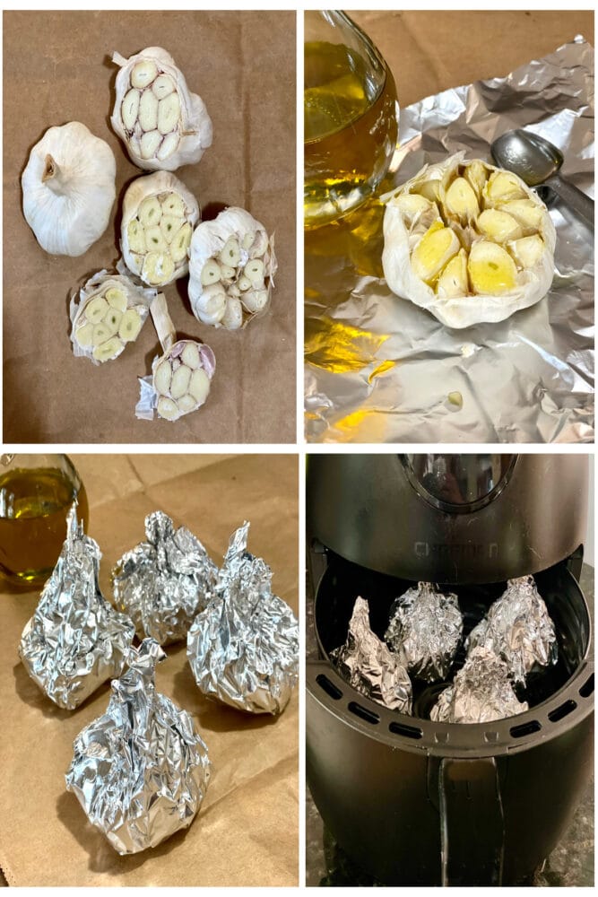 step by step for air fryer roasted garlic