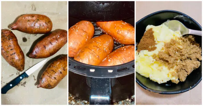 steps for making air fried sweet potatoes