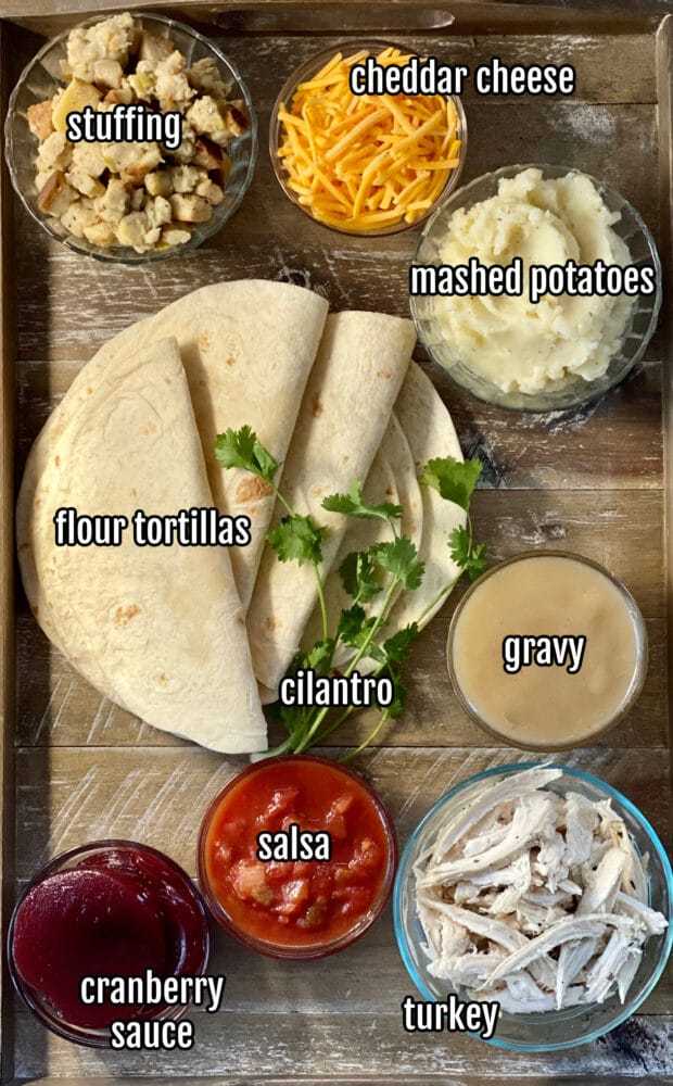 ingredients for leftover turkey enchilada casserole