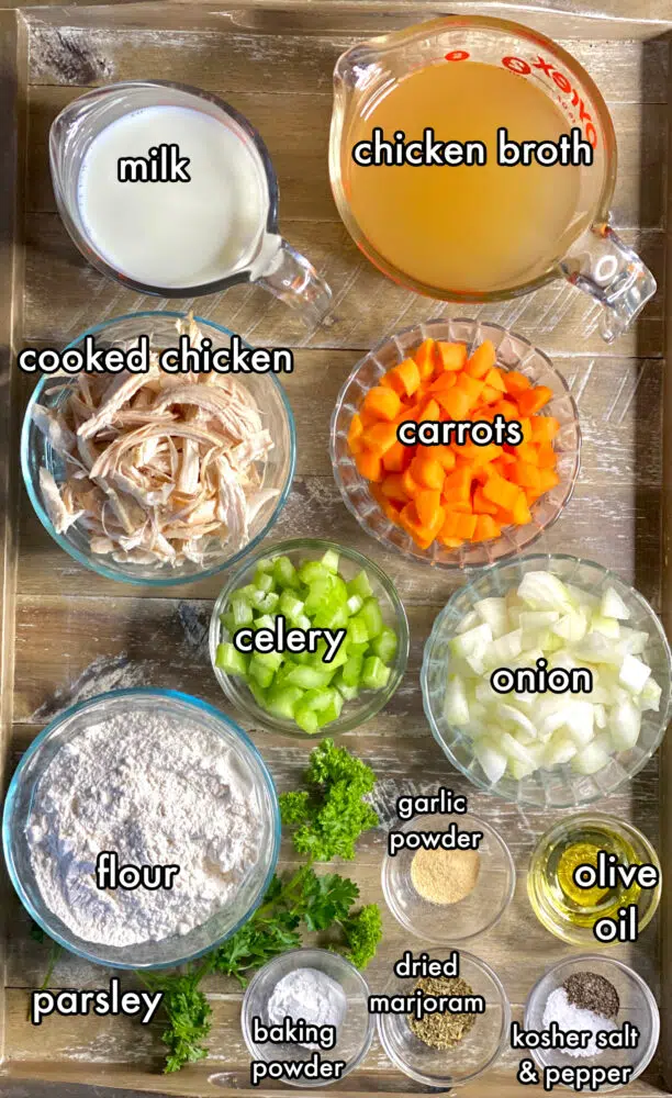 ingredients for making chicken and dumplings