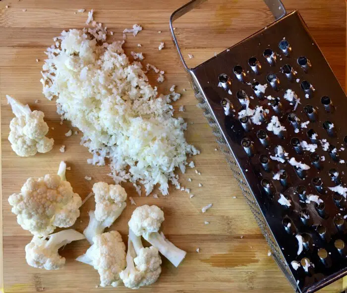 cauliflower rice with box grater